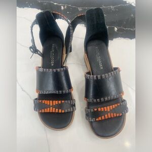 Kelsi Dagger Black and Orange Sandals